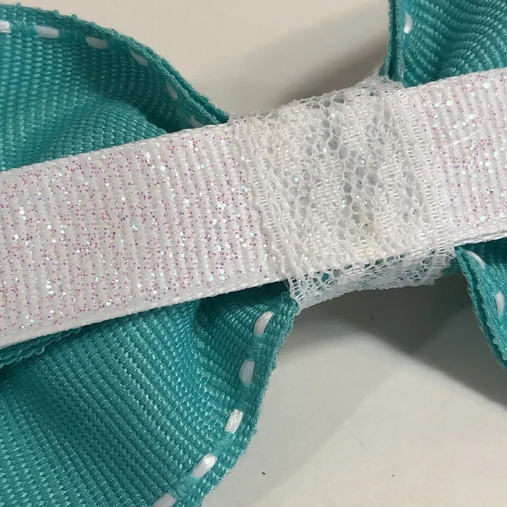 Hair Clip Barrette Lot Ribbon Bow Trendy New Coquette White Teal Glitter Ballet